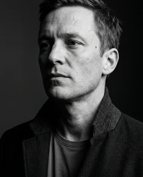 High-Contrast Black and White Cinematic Portrait 4