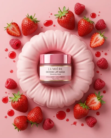 Minimalist Berry Lip Mask Cosmetic Product Photography 1
