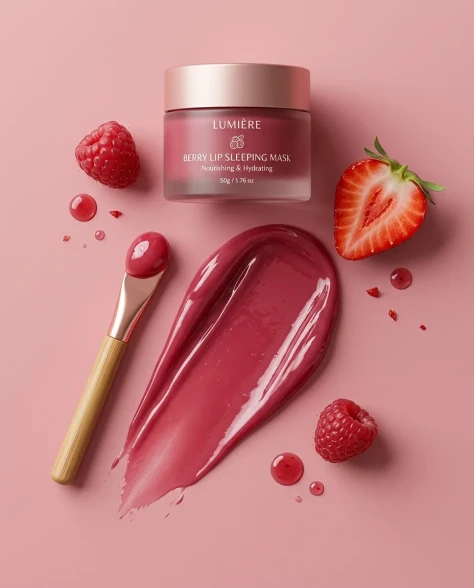Minimalist Berry Lip Mask Cosmetic Product Photography 5