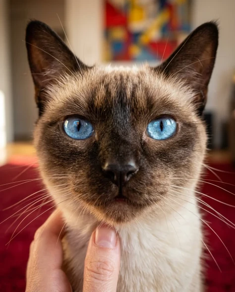 Photorealistic Portrait with Abstract Painted Wall and Cat 7
