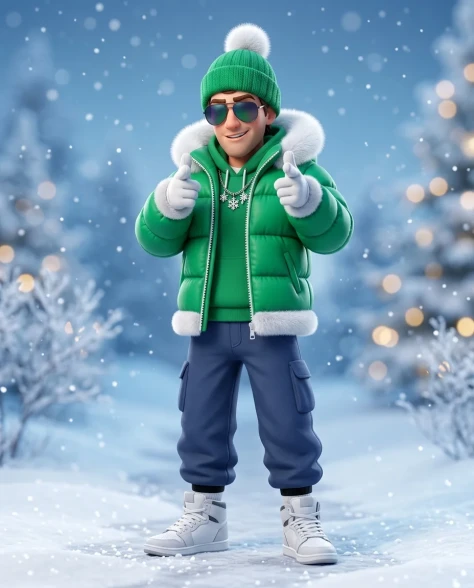 Stylized 3D Cartoon Character in Winter Streetwear 1