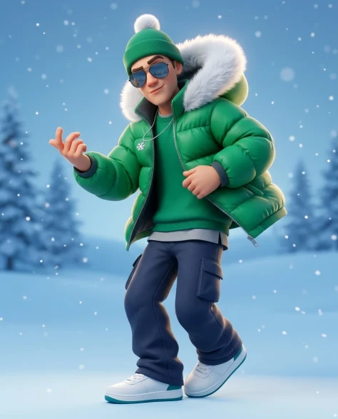 Stylized 3D Cartoon Character in Winter Streetwear 2