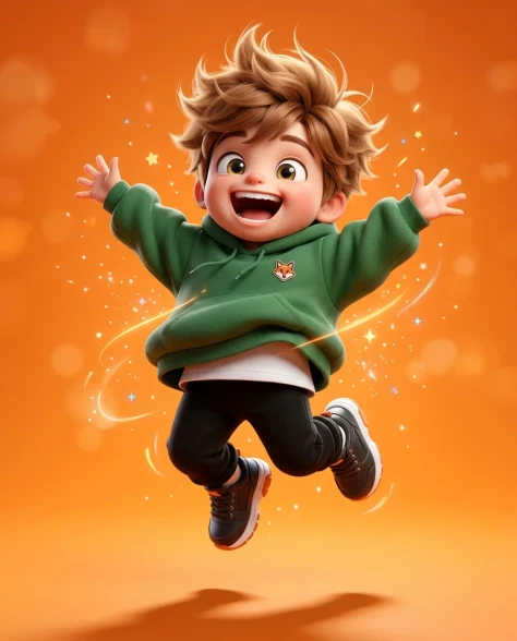 Stylized 3D Chibi Boy Character with Peace Sign 4