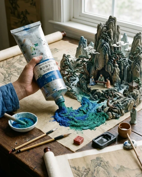 Traditional Landscape Pigment Tube Squeeze Diorama 1
