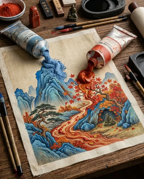 Traditional Landscape Pigment Tube Squeeze Diorama 7