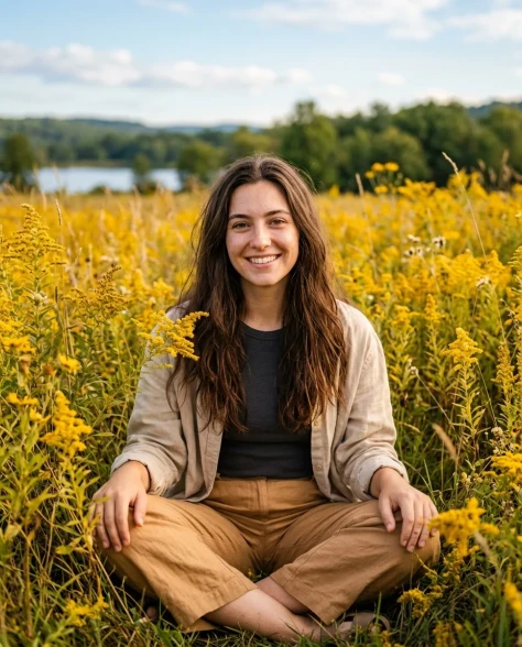 Photorealistic Portrait in Wildflower Field 2