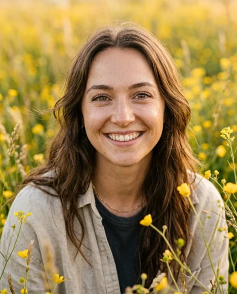 Photorealistic Portrait in Wildflower Field 4