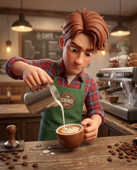 3D Rendered Barista Character in Cozy Coffee Shop 3