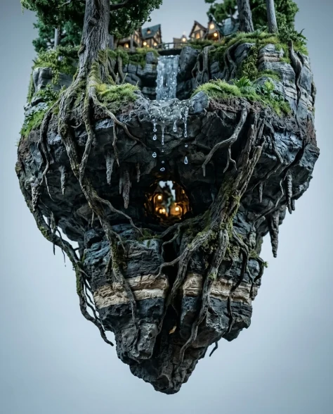 Floating Miniature Diorama of Forest Waterfall Village 4