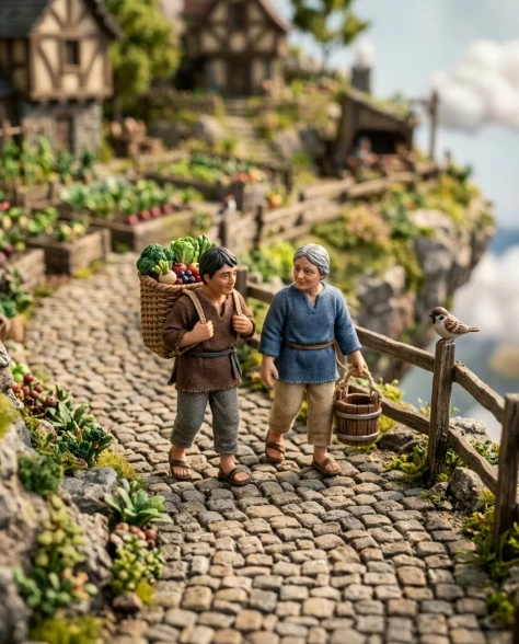 Floating Miniature Diorama of Forest Waterfall Village 5