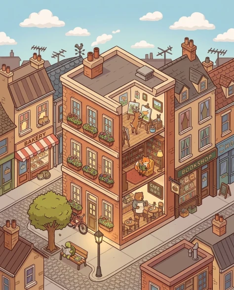 Isometric 2.5D Architectural Slice of Animal Community 6