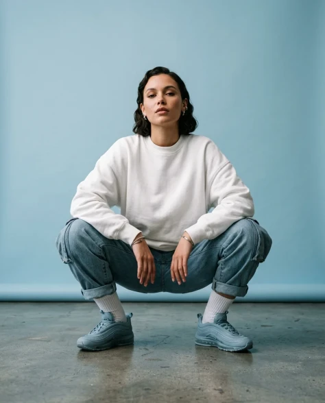Minimalist Sky-Blue Streetwear Studio Portrait 5