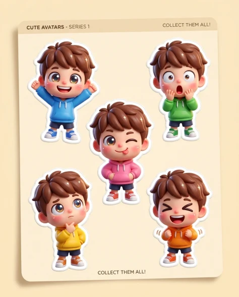 3D Animated Studio Style Avatar Sticker Sheet 1