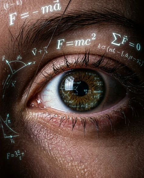 Cyberpunk Science Portrait with Projected Equations 4