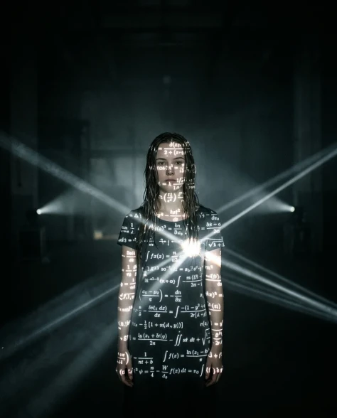 Cyberpunk Science Portrait with Projected Equations 7