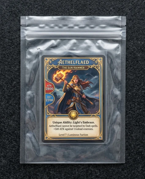 Collectible Card in Transparent Zip Bag Macro Shot 2