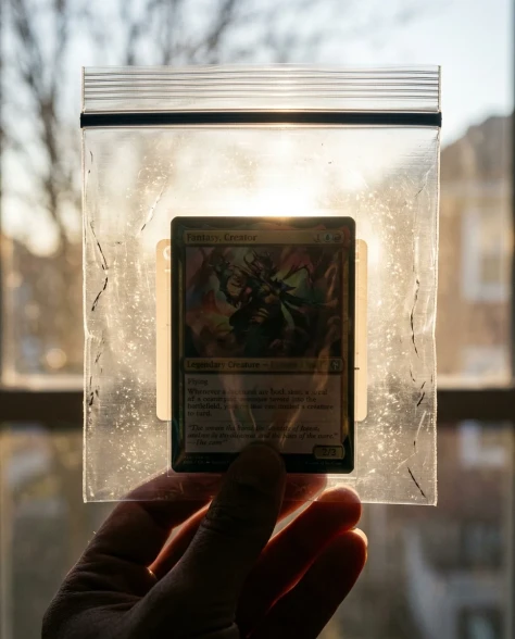 Collectible Card in Transparent Zip Bag Macro Shot 5
