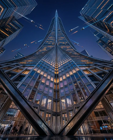 Futuristic Glass Skyscraper at Blue Hour 2
