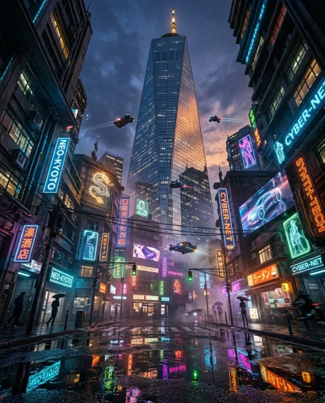 Futuristic Glass Skyscraper at Blue Hour 4