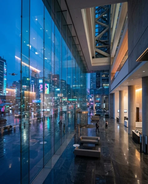 Futuristic Glass Skyscraper at Blue Hour 6