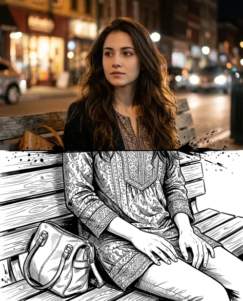 Split-Style Portrait Transformation Photo to Ink 6