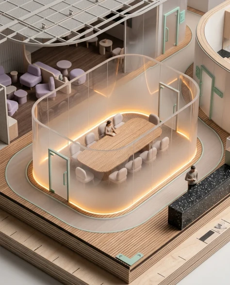 Conceptual Isometric Organic Office Tower Diorama 2