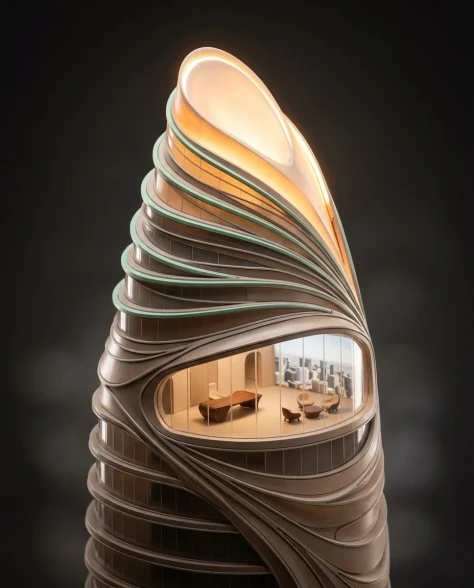 Conceptual Isometric Organic Office Tower Diorama 3
