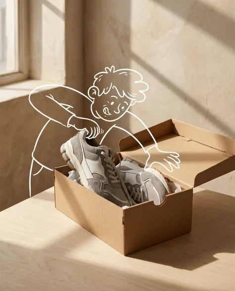 Minimalist Sneaker Product Photography with Doodle Overlay 1