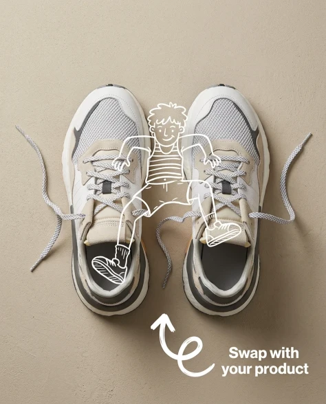 Minimalist Sneaker Product Photography with Doodle Overlay 3