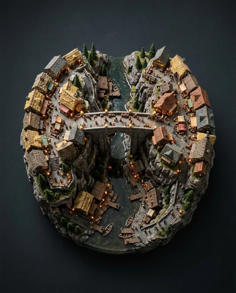 Floating Miniature Trading Settlement Bridge Diorama 5