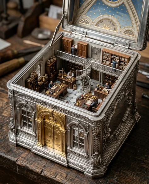 Ornate Box Diorama of a Royal Treasury Counting Room 1