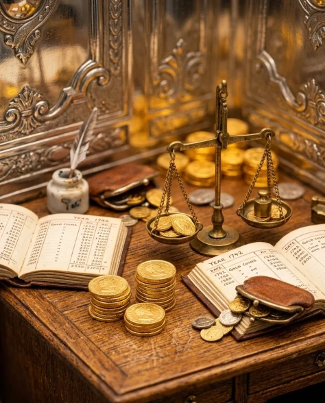 Ornate Box Diorama of a Royal Treasury Counting Room 7