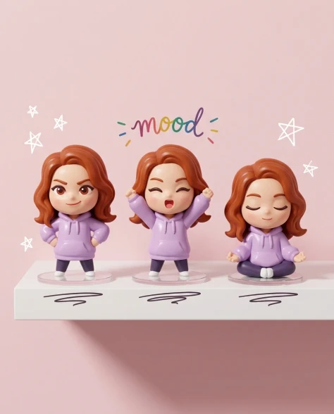 Mixed-Media Portrait with Chibi Companions and Doodles 3