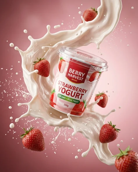 Ultra-Realistic Yogurt Product Photography with Splash 1