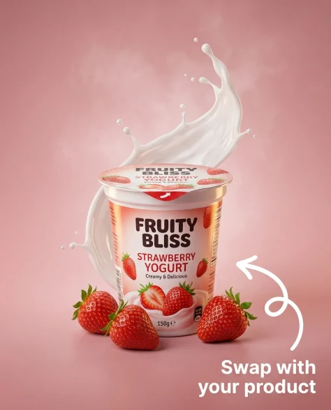 Ultra-Realistic Yogurt Product Photography with Splash 3