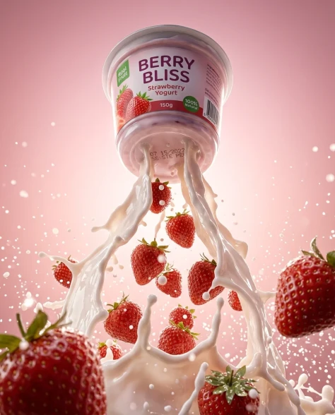 Ultra-Realistic Yogurt Product Photography with Splash 5