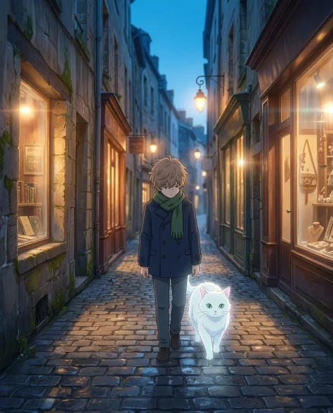 Anime Cinematic Scene in European Cobblestone Alley 1