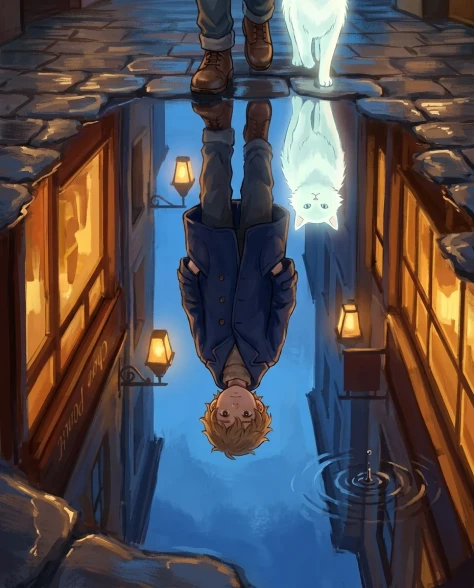 Anime Cinematic Scene in European Cobblestone Alley 6