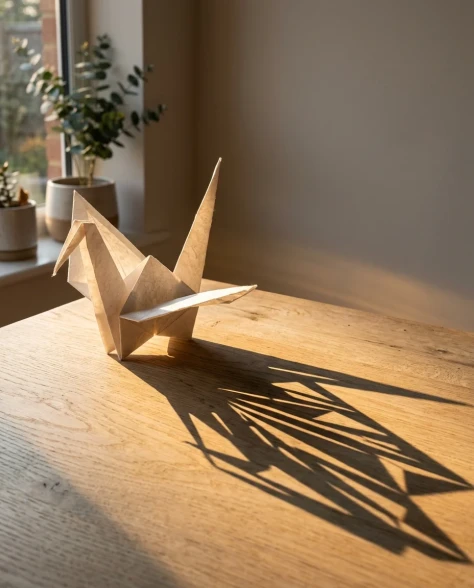 Hyper-Realistic Origami Sculpture on Minimalist Table 5