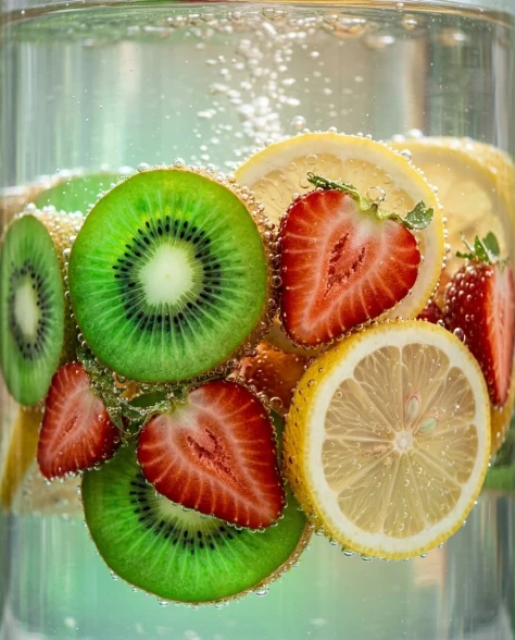 Ultra-Realistic Macro Shot of Fruit in Sparkling Water 4