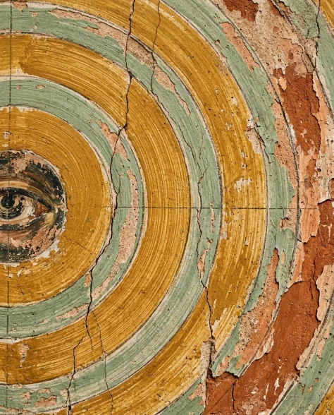 Abstract Mystical Eye with Crescent Moon on Aged Surface 3