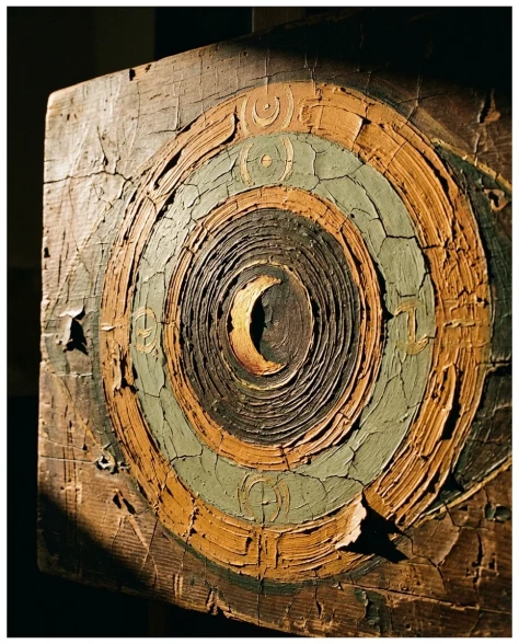 Abstract Mystical Eye with Crescent Moon on Aged Surface 7