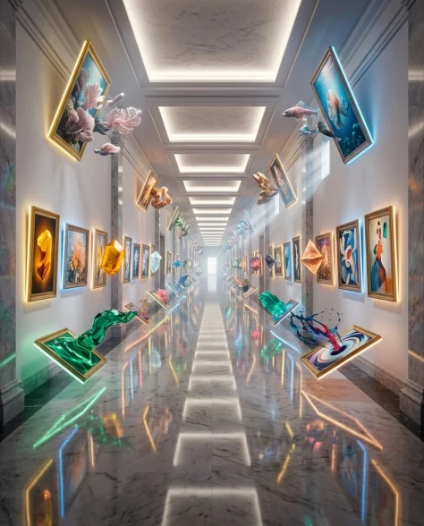 Surreal Modern Art Gallery with Paintings Becoming Reality 5