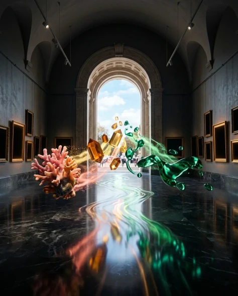 Surreal Modern Art Gallery with Paintings Becoming Reality 7