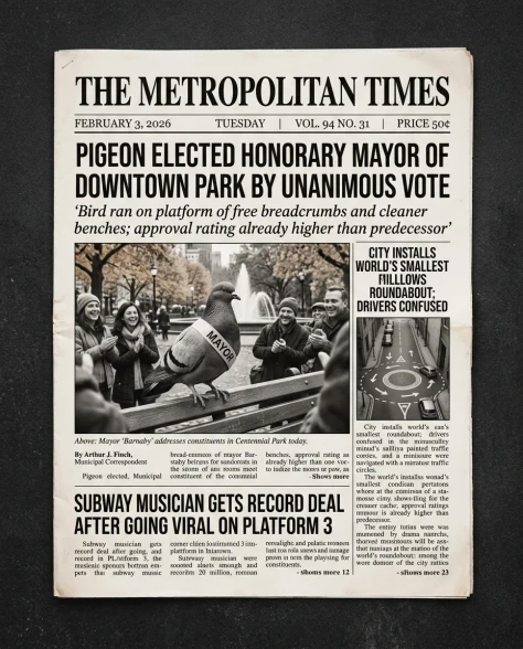 Humorous Fictional Newspaper Front Pages in Classic Style 4