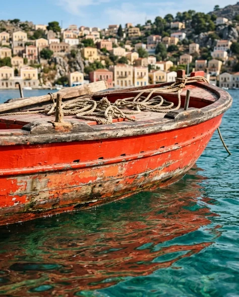 Realistic Coastal Port Scene with Colorful Fishing Boats 2