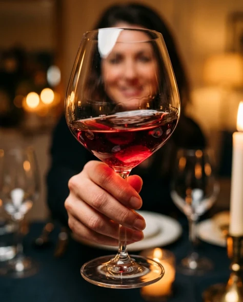 Cinematic Close-Up of a Woman Toasting with Wine 2