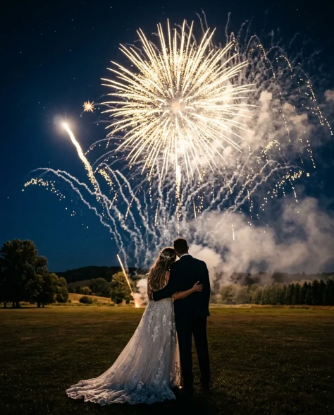 Epic Firework Wedding Kiss Cinematic Still 2