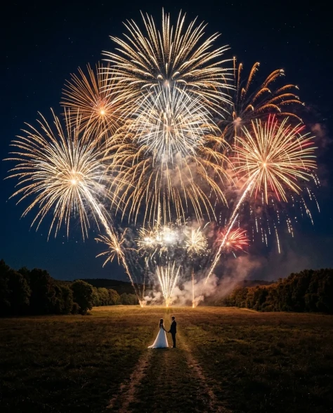 Epic Firework Wedding Kiss Cinematic Still 4