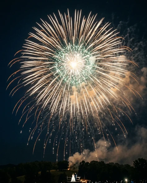 Epic Firework Wedding Kiss Cinematic Still 5